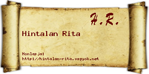 Hintalan Rita névjegykártya